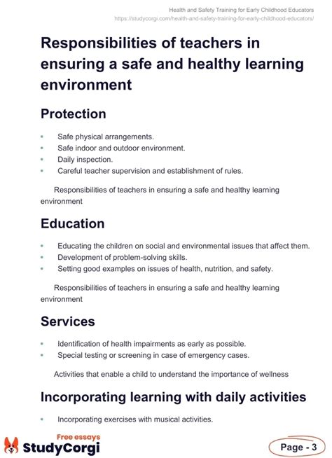 Health And Safety Training For Early Childhood Educators Free Essay