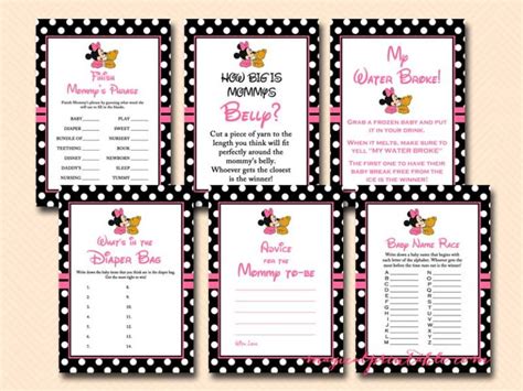 Free Printable Minnie Mouse Baby Shower Games