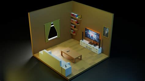Low Poly Isometric Living Room 3d Model Cgtrader