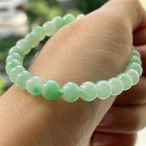 Apple Green Jade Bead Bracelet Mm Natural Type A Etsy