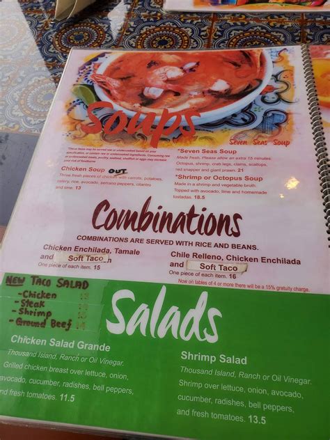 Menu at FRIDA AUTHENTIC MEXICAN FOOD restaurant, Glenwood Springs