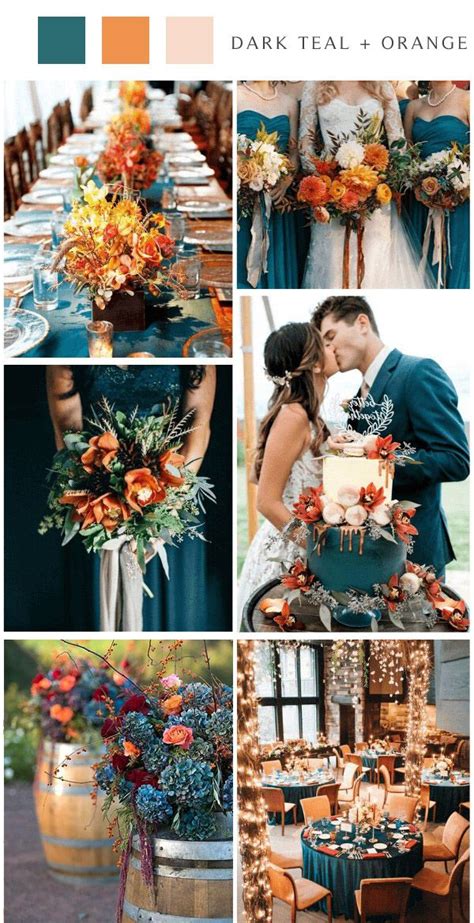 country chic teal and orange wedding color ideas fall wedding color schemes fall wedding