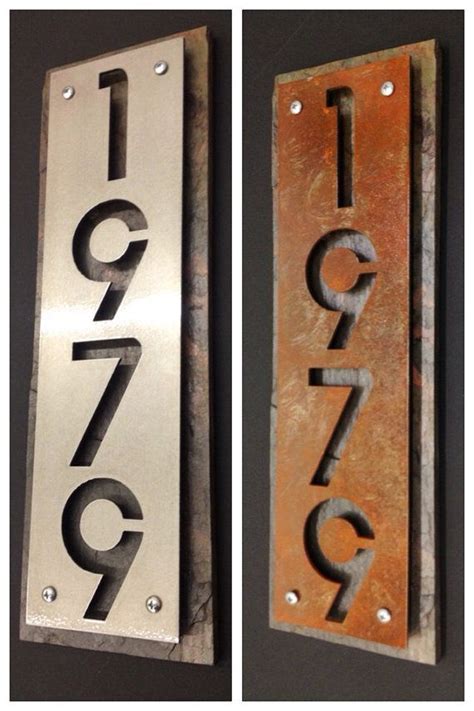Custom Stainless Steel And Natural Slate House Numbers Etsy House