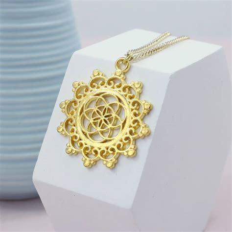 Gold Plated Seed Of Life Talisman Necklace By Joy By