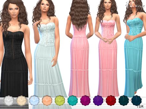 Sims 4 Ccs The Best Strapless Maxi Dress By Ekinege