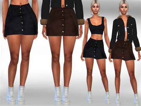 Suet Button Mini Skirts By Saliwa At Tsr Sims 4 Updates