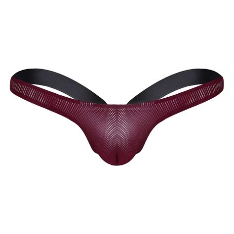 Buy Iefiel Men S Mesh See Through Stretchy Jockstrap Bikini G String Thong Underwear Online At