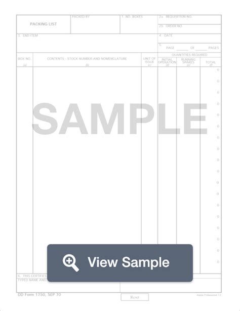 Dd Form 1750 Packling List Fillable Pdf Sample Formswift
