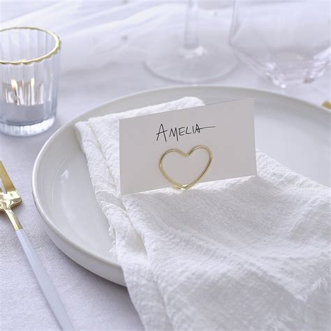 Gold Metal Heart Wedding Place Card Holders Ginger Ray