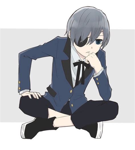 An Anime Character Sitting On The Ground With His Hand Under His Chin