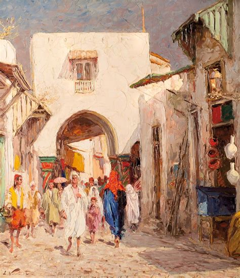 L Noireaut 1890 1960 Dans La Médina De Tunis Painting Rain Art