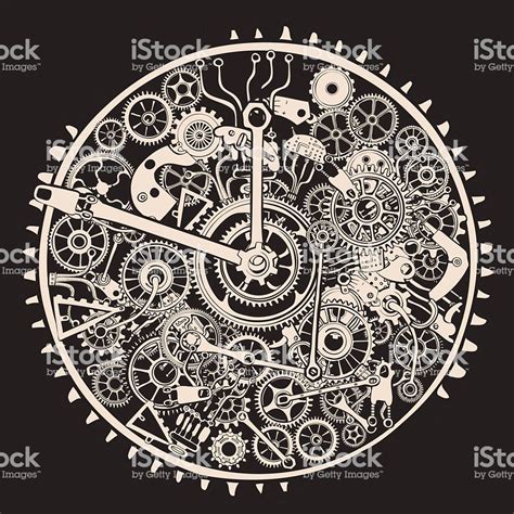 A Vector Illustration Of The Inner Workings Of A Clock The Gears
