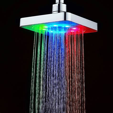 Multicolor Fast Flashing 6 Inch Square Led Shower Head Bathroom