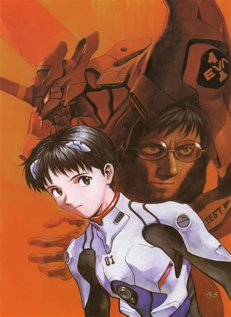 Neon Genesis Evangelion Shinji And Gendo Ikari And Eva Unit 01 By Sadamoto Yoshiyuki Anime Manga
