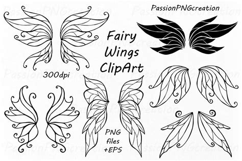 Fairy Wings Clipart Doodle Wings Clip Art Hand Drawn Etsy Wings