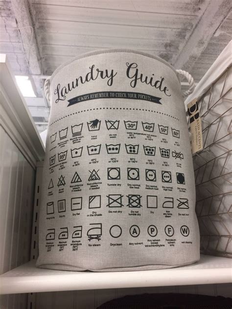 This laundry basket has the meanings of all the symbols on the care gambar png
