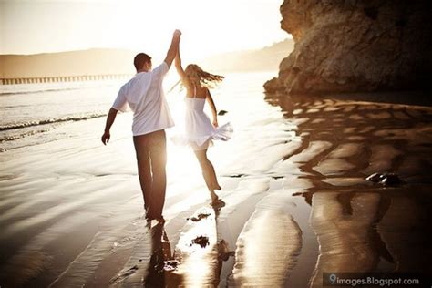 Couple Seaside Dance Holding Hand Sunset Romantic