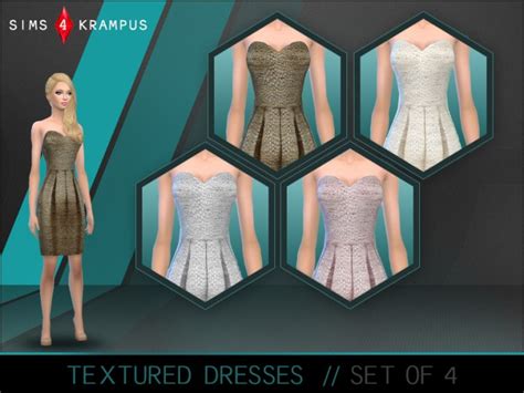 Textured Dresses Set Of 4 At Sims 4 Krampus Sims 4 Updates