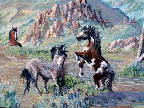 Wild Horses Windmill Original Landscape Oil Painting By Irene Livermore
