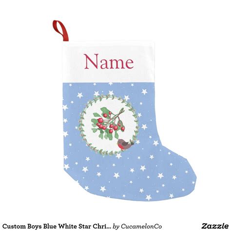 Custom Boys Blue White Star Christmas Stocking Christmas Stockings