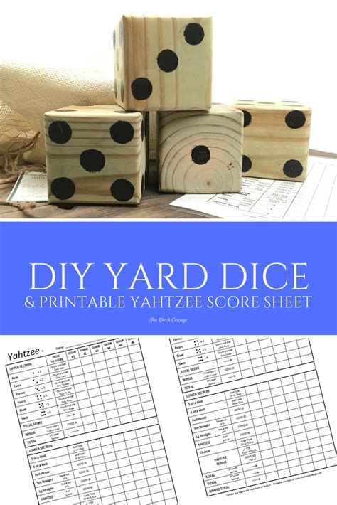 Diy Yard Dice With Free Printable Yahtzee Score Sheets The Birch Cottage