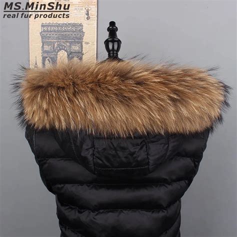 ms minshu raccoon fur collar natural fur trim for hood custom made fox