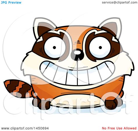 Clipart Graphic Of A Cartoon Grinning Red Panda Character Mascot