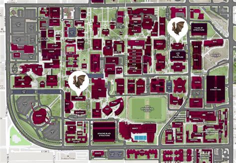 U Of Arizona Campus Map United States Map