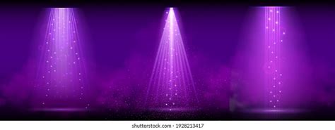 Purple Spotlight Set Bright Lighting Spotlights Stock Vector Royalty