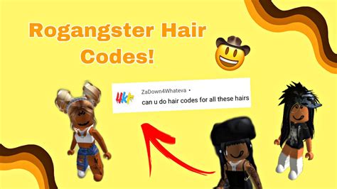 7 Rogangster Hair Combinations Codes Roblox Youtube