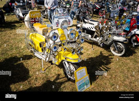 Old Lambretta Motor Scooter From The 1960s At A Country Show Stock