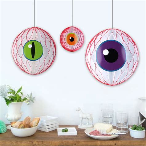 Set Of 3 Mix Size Spooky Halloween Honeycomb Eyeballs Diy Eyeball