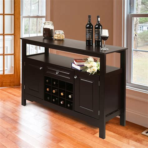Apepro Sideboard Wine Cabinet Buffet Kitchen Buffet Bar Cabinet With Drawers And 12 Bottle Wine