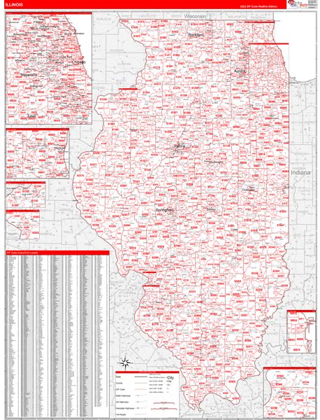 Illinois Zip Code Maps Red Line