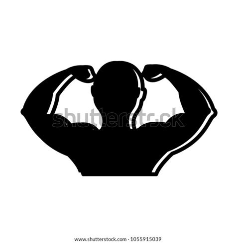 Silhouette Muscle Man Bodybuilder Fitness Gym Stock Vector Royalty