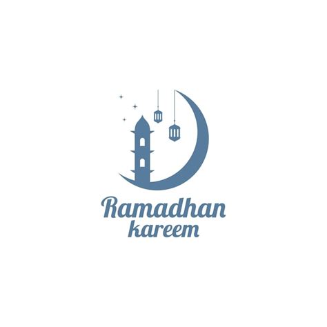 Modèle de logo Marhaban Ya Ramadhan et symbole islamique Vecteur Premium