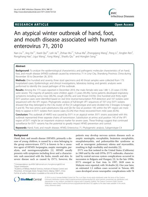 Pdf An Atypical Winter Outbreak Of Hand Foot And Mouth Disease