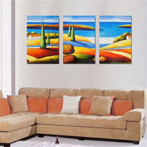 Bpago Country Landscape Oil Painting On Canvas 3 Piece Art Sets Modern