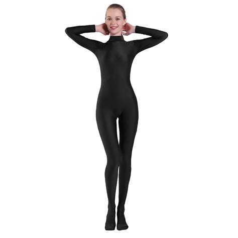 Aoylisey Women Long Sleeve Turtle Neck Footed Unitard Plus Size Jumpsuits Spandex For Men Dance