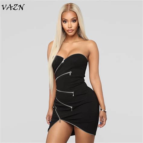 Vazn 2018 Hot Fashion Top Design Sexy Party Women Dress Solid Strapless