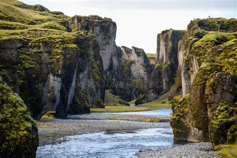 Fjadrargljufur Canyon With River Iceland Stock Image Image Of
