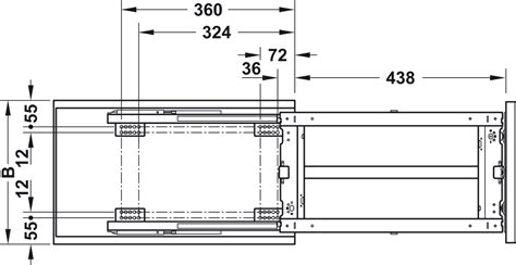 cadre coulissant bas extension frontale pour meuble bas sortie totale avec fermeture