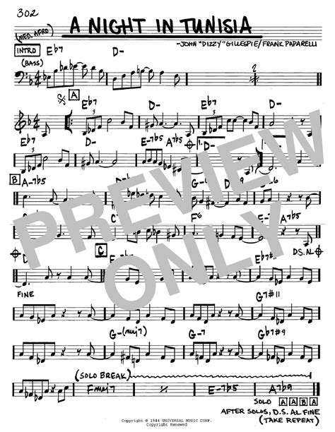 Dizzy Gillespie A Night In Tunisia Sheet Music Pdf Notes Chords