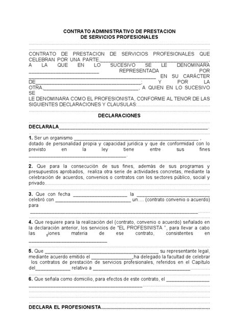 Contrato Administrativo De Prestacion De Servicios Profesionales