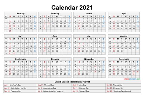 Free Printable 2021 Monthly Calendar With Us Holidays 2022 Printable