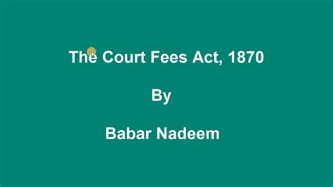 First Lecture Court Fees Act 1870 Sections 01 06 Youtube