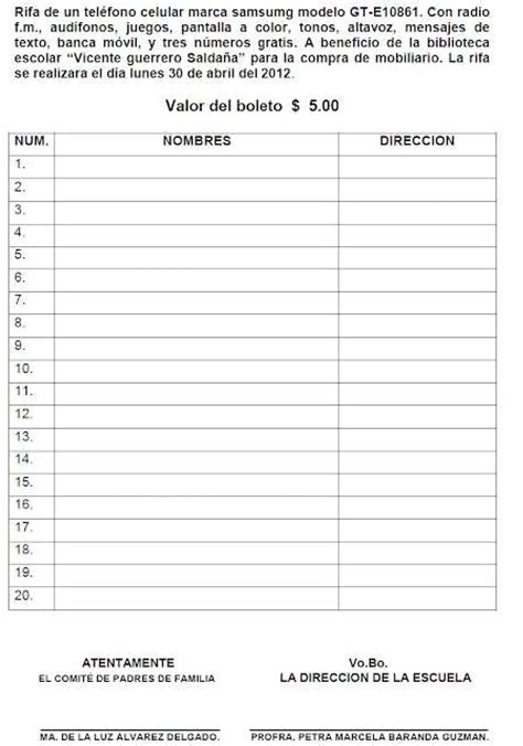 Lista De Rifa De 1 A 100