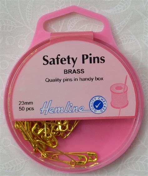 Hemline Brass Rustless Safety Pins 23mm 50 Pieces Re Usable Box