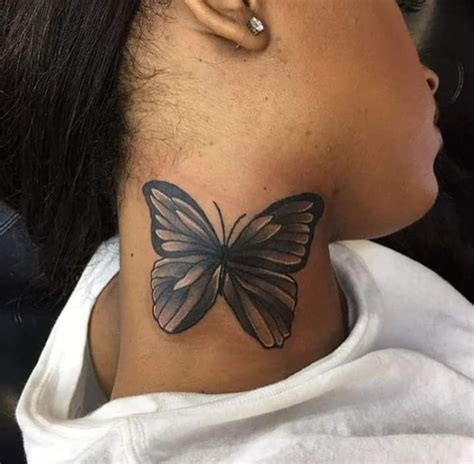 Pin By Kynnady On MANDATORY Butterfly Neck Tattoo Cool Shoulder Tattoos Girl Neck Tattoos