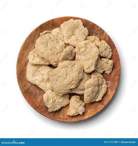 Raw Dehydrated Soy Meat Or Soya Chunks Isolated Stock Image Image Of